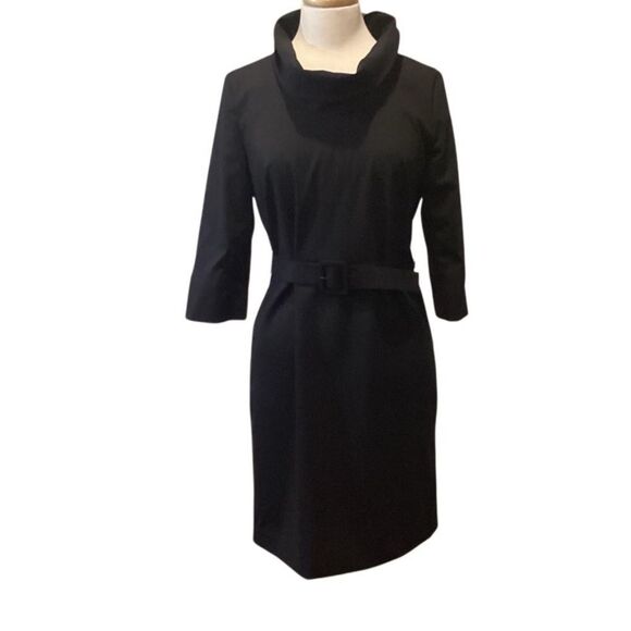 NWT Banana Republic Wool Blend Cowl Neck Black Career Dress Size 6 - Picture 2 of 11